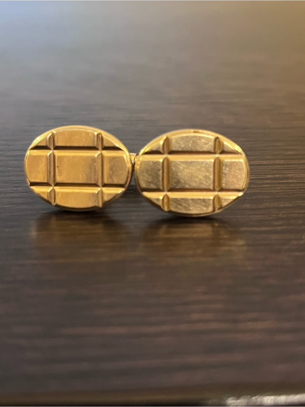 Vintage Kreisler USA 14K RG Rolled Gold Mid Century Oval Plaid Cufflinks